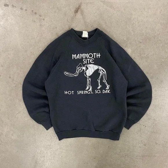 Vintage 80s Mammoth Site Hot Springs South Dakota Fruit of the Loom Sweatshirt L - Picture 1 of 6